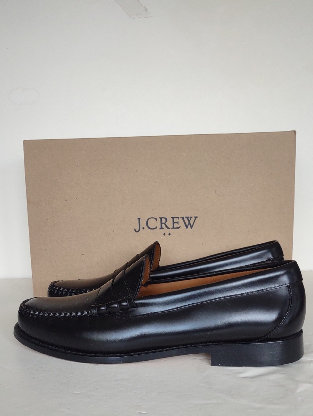 J. Crew Black Leather Penny Loafers